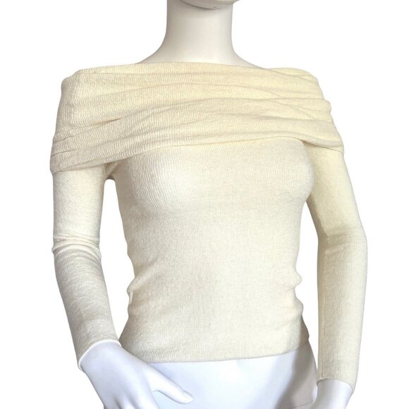 Jacquemus Size S Ivory White Off the Shoulders Pullover Sweater - Picture 2 of 8